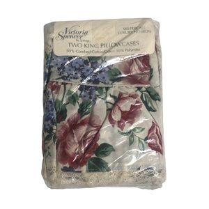 Vintage NEW Victoria Spencer Luxury 180 Percale King Pillowcases (2)